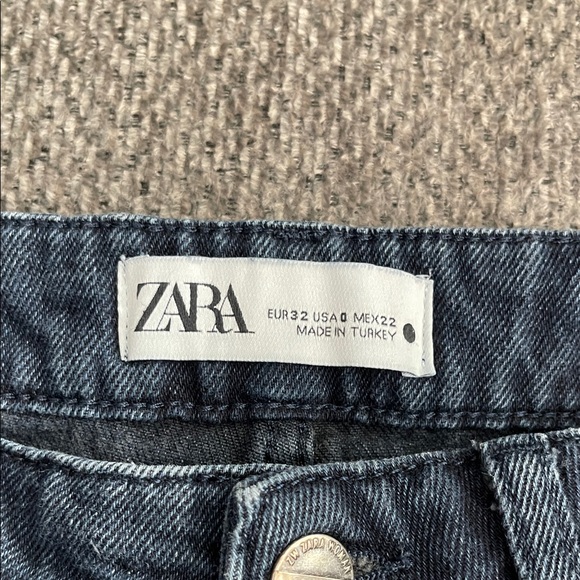ZARA Dark Indigo High-Rise Wide Leg Jeans - Picture 2 of 7